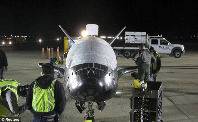 Preparing for lift off: The Air Force said the craft is being used to test space technology but there have been suggestions it is being used to spy